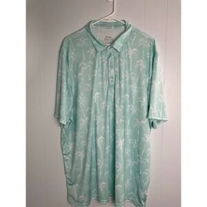 Huk Mens 3XL Mint Green Palm Tree Print Performance Fishing Polo Shirt Short Slv